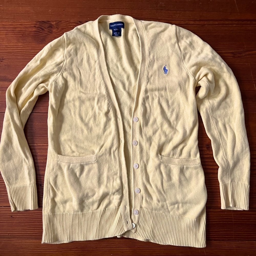Polo Ralph Lauren canary yellow cardigan size XL (16) kids